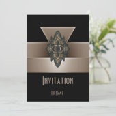 Invitation Black Gold Biege Art Déco 5" x 7" (Debout devant)