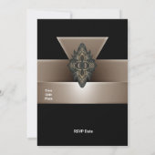 Invitation Black Gold Biege Art Déco 5" x 7" (Dos)