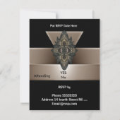 Invitation Black Gold Biege Art Déco RSVP (Dos)
