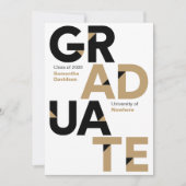 Invitation Black & Gold Big Bold Angle-Cut Lettres Graduation (Devant)