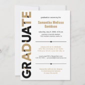 Invitation Black & Gold Big Bold Angle-Cut Lettres Graduation (Dos)