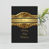 Invitation Black Gold Birthday Party Mens 60th Wild (Debout devant)