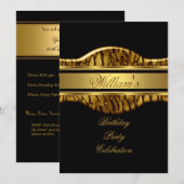 Invitation Black Gold Birthday Party Mens 60th Wild (Devant / Derrière)