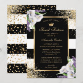 Invitation Black Gold Blanc Calla Lily Sweet 16 Anniversaire (Devant / Derrière)