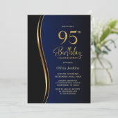 Invitation Black Gold Blue 95e anniversaire fête (Debout devant)
