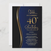 Invitation Black Gold Blue Surprise 40e anniversaire (Devant)