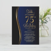 Invitation Black Gold Blue Surprise 75e anniversaire (Debout devant)