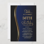 Invitation Black Gold Blue Surprise fête d'anniversaire (Devant)