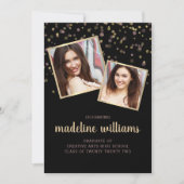 Invitation Black Gold Blush Pink Confetti Diplôme photo (Devant)