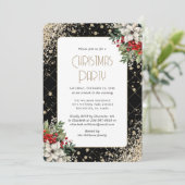 Invitation Black Gold Botanical Christmas Party (Debout devant)