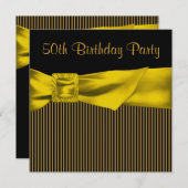 Invitation Black Gold Bow Womans 50e fête d'anniversaire (Devant / Derrière)