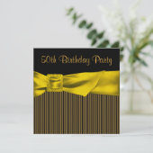 Invitation Black Gold Bow Womans 50e fête d'anniversaire (Debout devant)