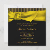 Invitation Black Gold Bow Womans 50e fête d'anniversaire (Dos)