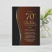 Invitation Black Gold Burnt Orange 70e anniversaire fête (Debout devant)