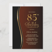 Invitation Black Gold Burnt Orange 85e fête d'anniversaire (Devant)
