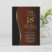 Invitation Black Gold Burnt Orange Surprise 18e anniversaire (Debout devant)