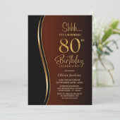 Invitation Black Gold Burnt Orange Surprise 80e anniversaire (Debout devant)