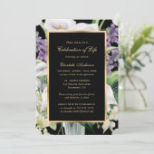 Invitation Black Gold Calla Lilies Photo Célébration de la vi (Debout devant)