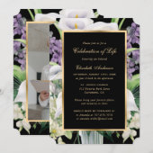 Invitation Black Gold Calla Lilies Photo Célébration de la vi (Devant / Derrière)