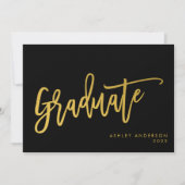 Invitation Black Gold Calligraphy Script Graduate Photo Party (Devant)