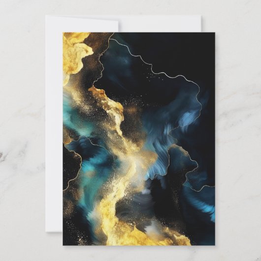 Invitation Black Gold Celestial 40e fête d'anniversaire (Dos)