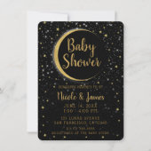 Invitation Black Gold Celestial Lune Magic Stars Baby shower (Devant)