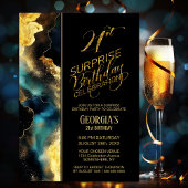 Invitation Black Gold Celestial Surprise 21e fête d'anniversa