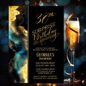 Invitation Black Gold Celestial Surprise 30e fête d'anniversa