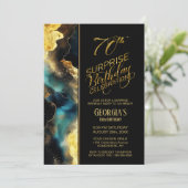 Invitation Black Gold Celestial Surprise 70e fête d'anniversa (Debout devant)