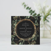 Invitation Black Gold Cercle Frame Boho Botanical Eucalyptus (Debout devant)