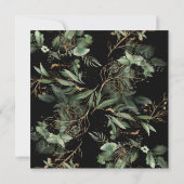Invitation Black Gold Cercle Frame Boho Botanical Eucalyptus (Dos)