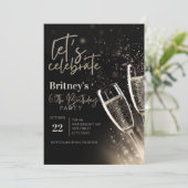 Invitation Black Gold Champagne 60e fête d'anniversaire (Debout devant)