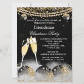 Invitation Black Gold Champagne Friendsmsmans Noël (Devant)