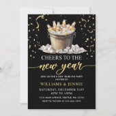 Invitation Black Gold Cheers Soirée du Nouvel An (Devant)