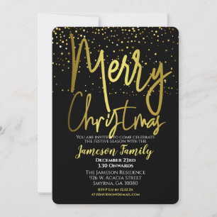 Invitation Black Gold Christmas