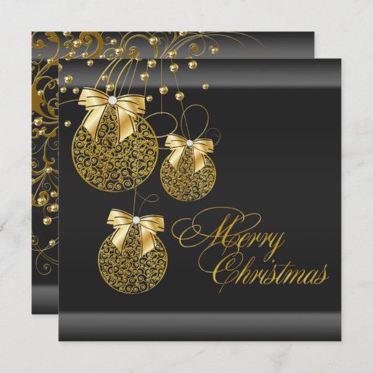 Invitation Black Gold Christmas (Devant / Derrière)