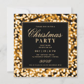 Invitation Black & Gold Christmas Glam Lights Holiday Party (Devant)