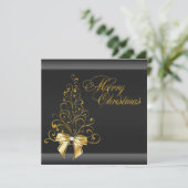 Invitation Black Gold Christmas Tree (Debout devant)