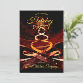 Invitation Black Gold Christmas Tree Corporate Holiday (Debout devant)