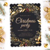 Invitation Black Gold Classic Soirée de Noël élégante