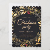 Invitation Black Gold Classic Soirée de Noël élégante (Devant)
