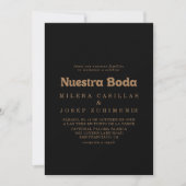 Invitation Black Gold Classique Minimal Nuestra Boda Mariage (Devant)