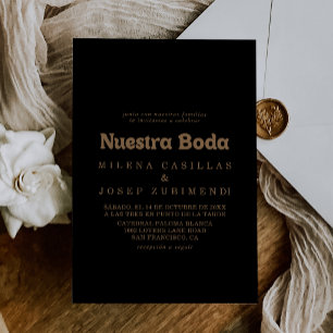 Invitation Black Gold Classique Minimal Nuestra Boda Mariage