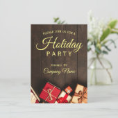 Invitation Black Gold Classy Corporate Holiday Party Invita (Debout devant)