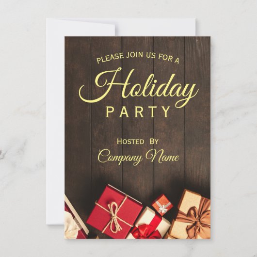Invitation Black Gold Classy Corporate Holiday Party Invita (Devant)