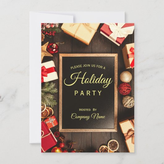 Invitation Black Gold Classy Corporate Holiday Party Invita I (Devant)