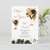 Invitation Black Gold Cocktails Boissons Florals 40e annivers (Debout devant)