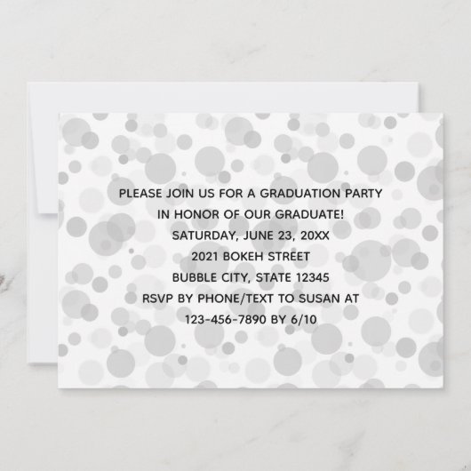 Invitation Black Gold Confetti Bokeh Bubbles Graduation (Dos)