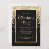 Invitation Black Gold Confetti Botanical Christmas Party (Devant)