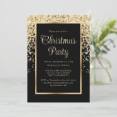 Invitation Black Gold Confetti Botanical Christmas Party (Debout devant)